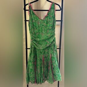 BCBGMaxAzria Floral Dress in Green and Pink